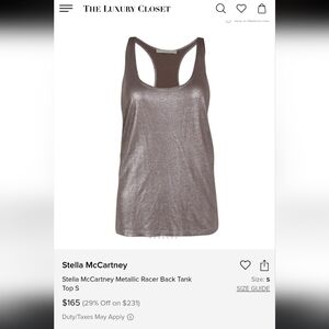 Stella McCartney Gold Metallic Racer Back Tank Top